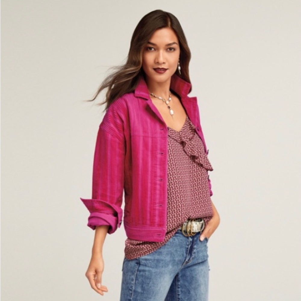 CABI pink Cheeky Topper corduroy trucker jacket XS - Picture 8 of 8